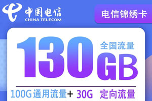 电信锦绣卡 39元月租100G通用+30G定向【20年优惠】