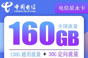 电信星永卡 19元月租含130G通用+30G定向+100分钟【巨划算】